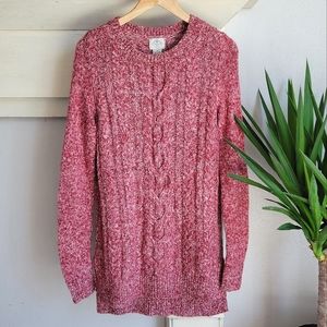 NWOT ST.JOHNS BAY Cable Knit Marled Crewneck Sweater